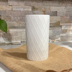 Diamond Pattern White Vase